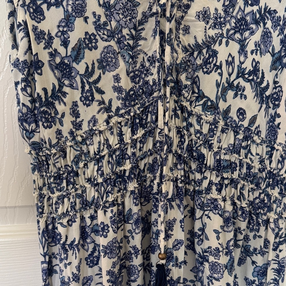 Nostalgia Blue and White Floral Maxi Dress - Picture 5 of 5
